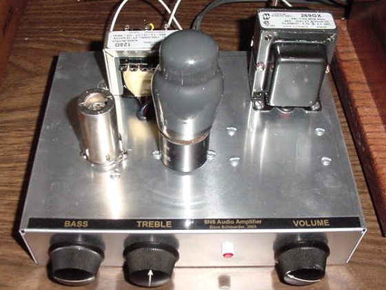 Dave Schmarder's homemade two tube audio amplifier