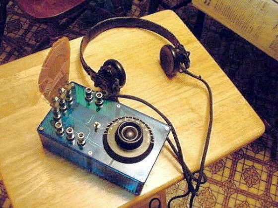 Homemade crystal radio in a plastic box