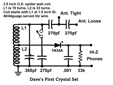 Dave's Crystal Radio Schematic