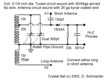 Dave's Crystal Radio  Schematic