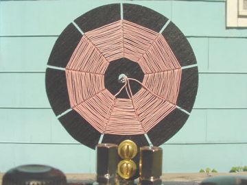 Dave's #8 Crystal Set. Closeup of the spider coil.