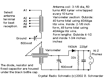 Dave Schmarder's #11 Crystal Radio Schematic Diagram