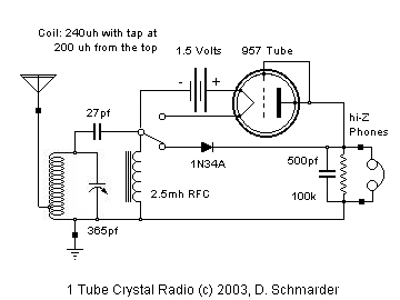 Dave's #31 Crystal Set, Schematic