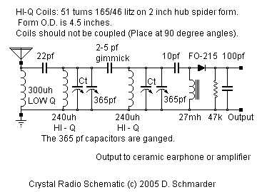 Dave's #52 Crystal Radio Schematic Diagram
