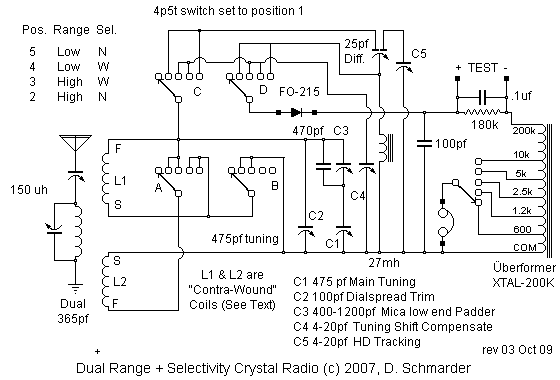 Wiring Schematic of the Schmarder #71 Crystal Radio