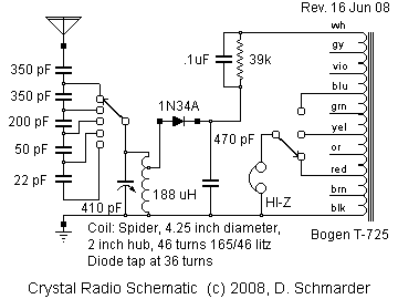 Dave's #72 Crystal Radio Schematic