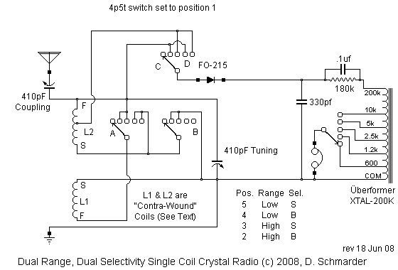 Wiring Schematic of the Schmarder #71 Crystal Radio