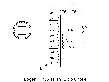 Using The Bogen T-725 As An Audio Choke.