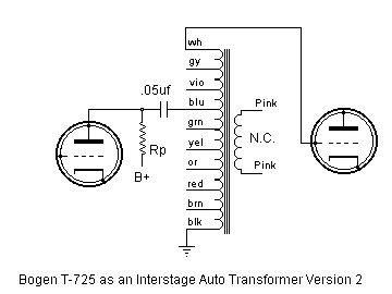 Using The Bogen T725 As An Interstage Auto-Transformer, Version 2