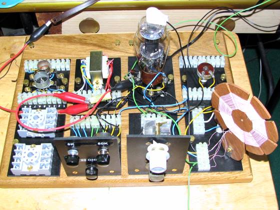 Dave Schmarder's Breadboard Tuning Unit in use, 807 tube regen radio