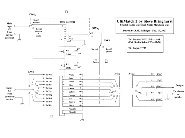 The UltiMatch Crystal Radio Matching Transformer Schematic