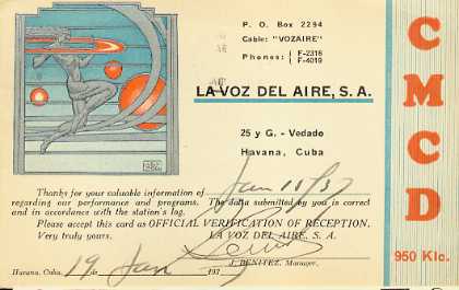 CMCD  Old Broadcast Band QSL Card