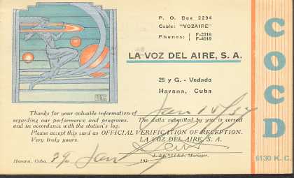 COCD  Old Broadcast Band QSL Card