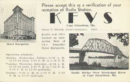 KFVS  Old Broadcast Band QSL Card