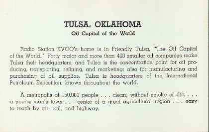 KVOO  Old Broadcast Band QSL Card