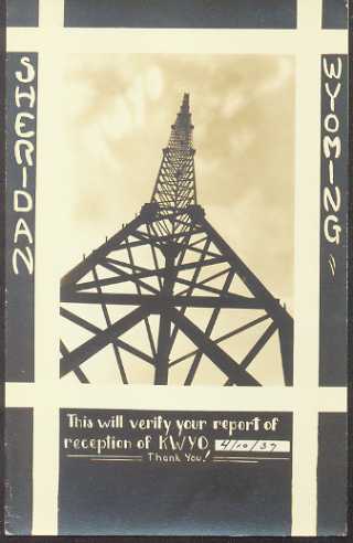 KWYO  Old Broadcast Band QSL Card