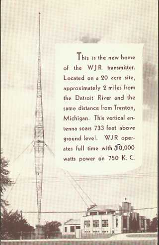 WJR  Old Broadcast Band QSL Card