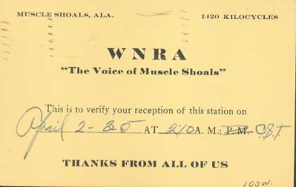WRNA  Old Broadcast Band QSL Card