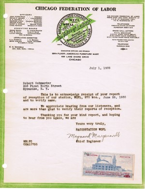   Old Broadcast Band Verification Letter