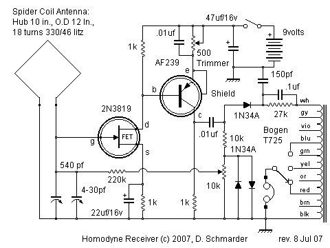 Dave's Homodyne Regen Radio, Schematic