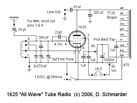 Dave Schmarder's 1625 All Wave Receiver Schematic