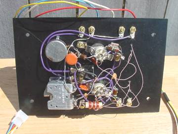 Homemade two tube regenerative radio inside view.