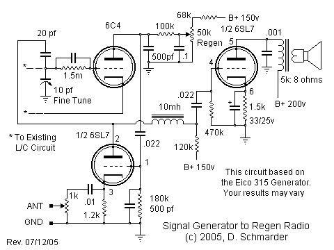 Eico Signal to Regen Radio Conversion Schematic