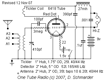 Single Tube Regenerative Receiver Schematic