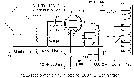 Dave's Russian Tube Radio Loop Modification Schematic