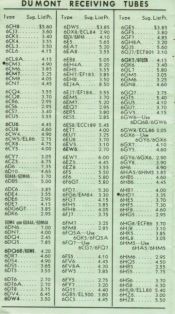 Dumont Retail Tube Price List, November July 1, 1968 Part 4
