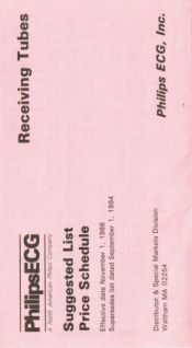 Philips ECG Retail Tube Price List, November 1, 1986 Part 1
