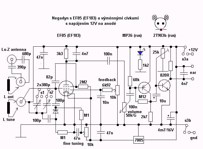 Jara's hybrid tube and transistor radio schematic