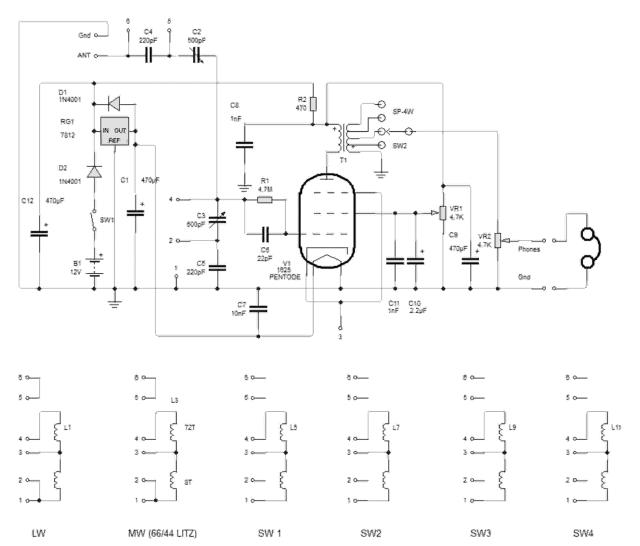 One Valve 1625 Regenerative Receiver