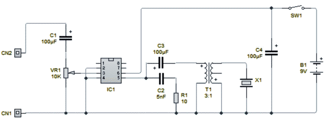 Nick's Replica Old Time Loudspeaker LM386 Schematic