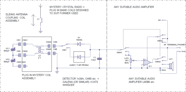 Nick's Homemade Crystal Set - Schematic Diagram