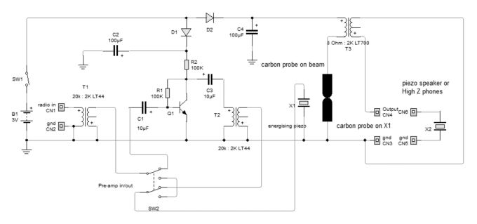 Carbon Amplifier for a crystal radio schematic
