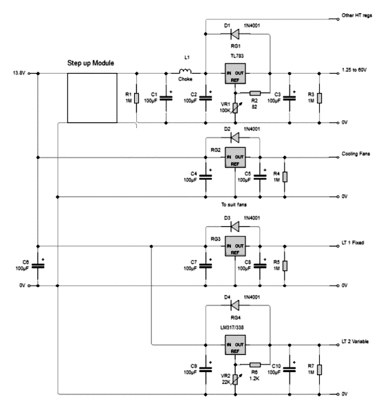 Power Supply for Battery Valve Projects, Schematic diagram