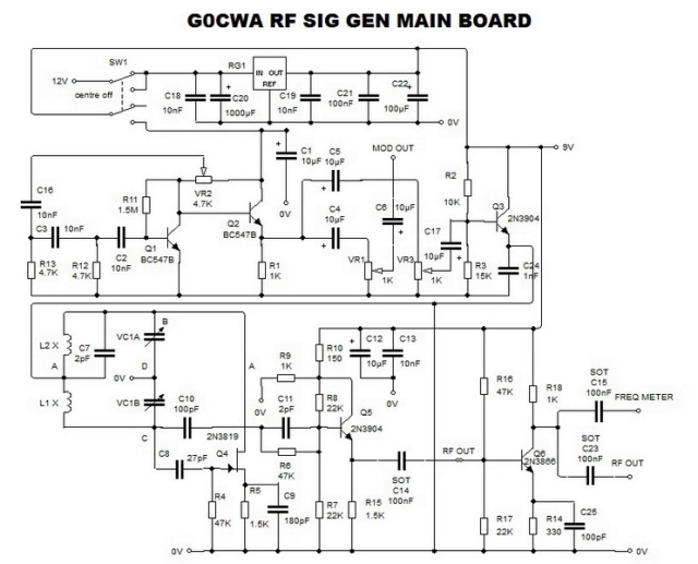 G0CWA RF Signal Generator Main Schematic