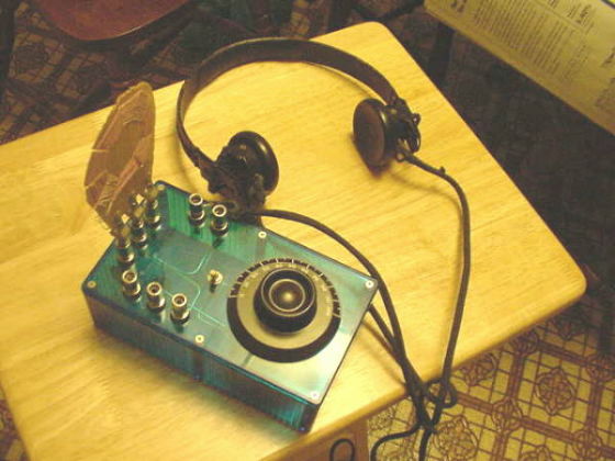 Homemade crystal radio in a plastic box