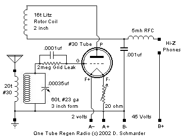 One tube radio schematic